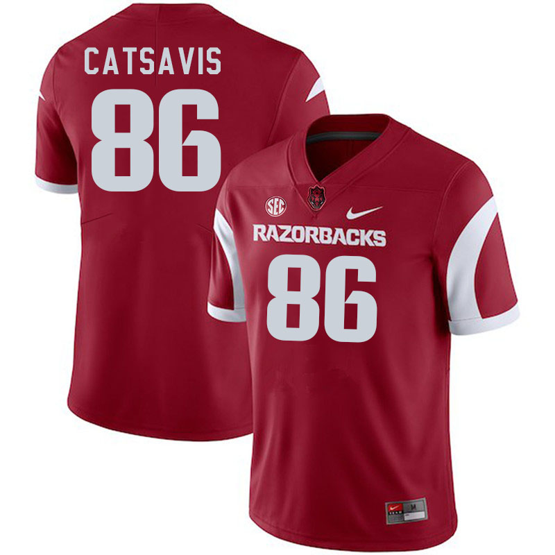 Men #86 Walker Catsavis Arkansas Razorbacks College Football Jerseys Stitched-Cardinal